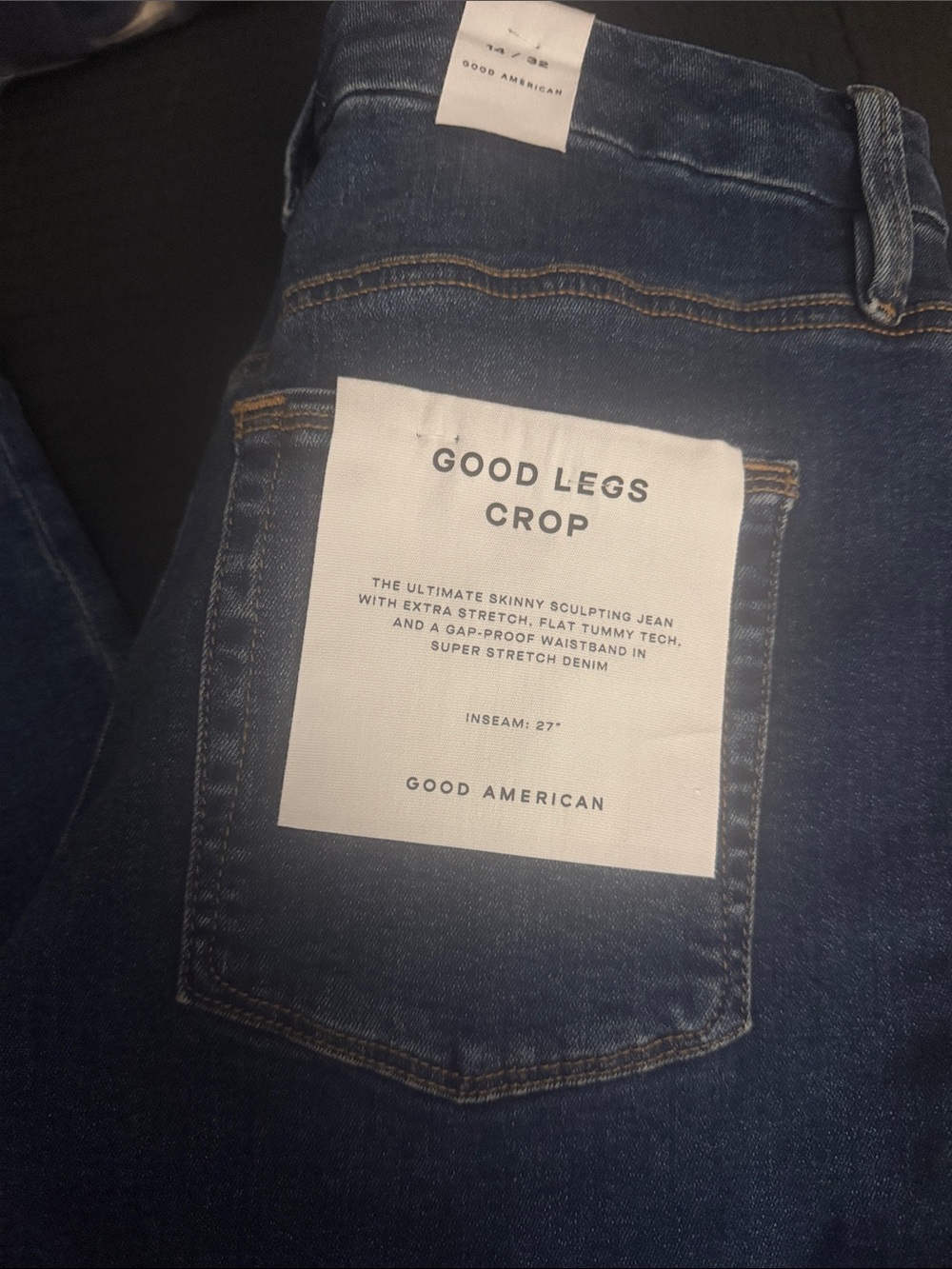Good American Good Legs Crop Jeans - Dark Blue Wash